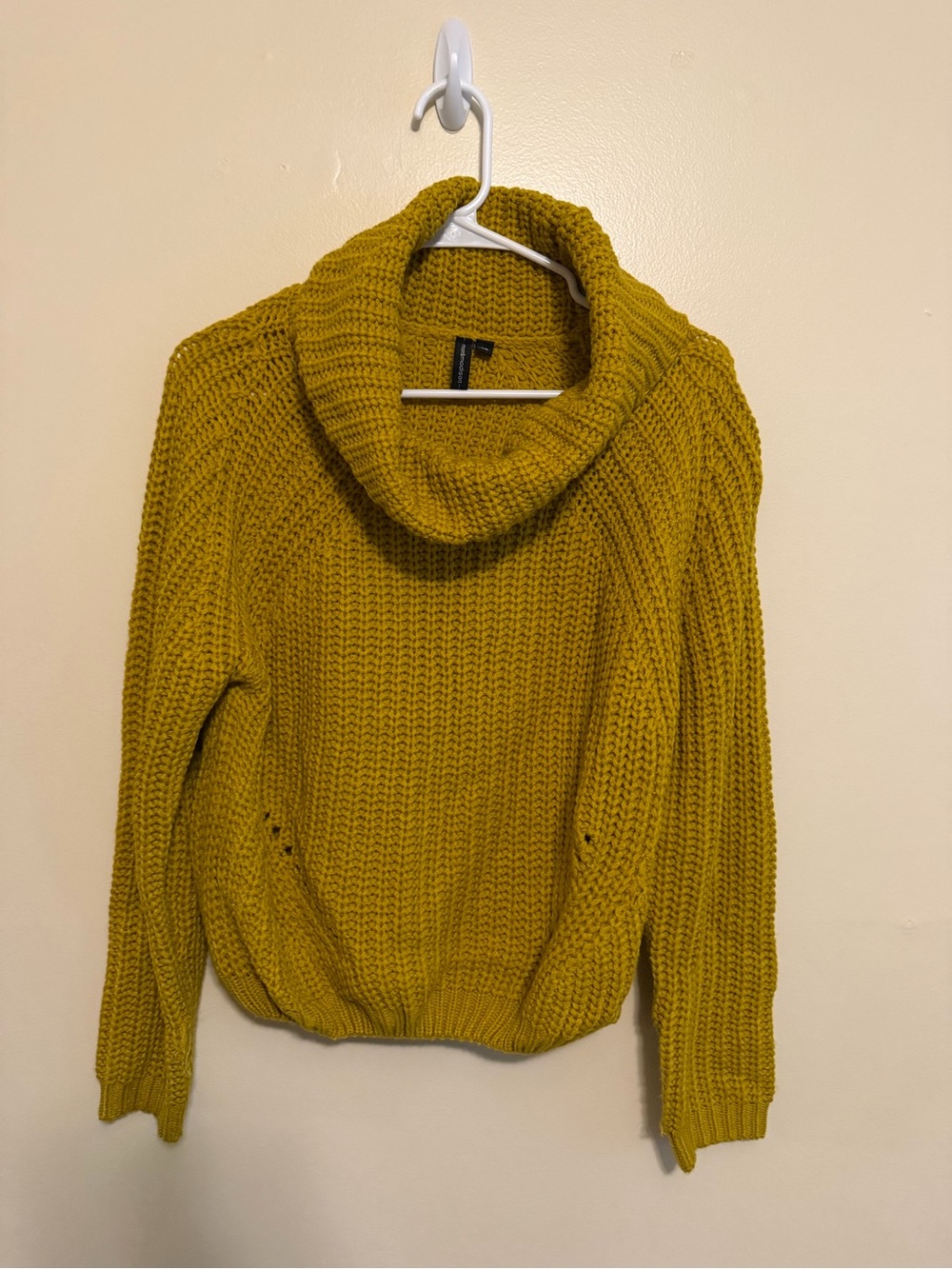 moon & madison Mustard Cowl Neck Chunky Knit Sweater